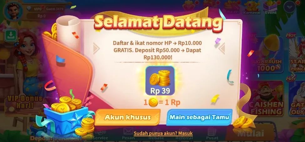 Screenshot platform RAJACLUB